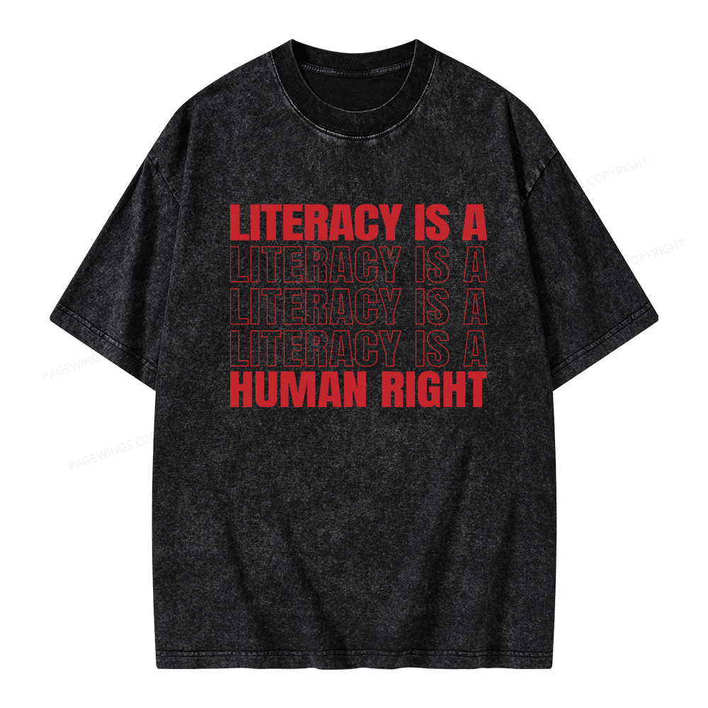 Pagewings Literacy Is A Human Right Unisex Washed T-shirt