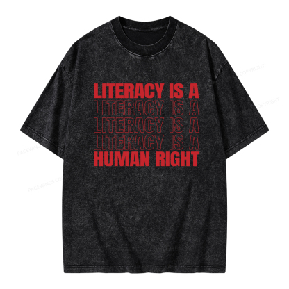 Pagewings Literacy Is A Human Right Unisex Washed T-shirt