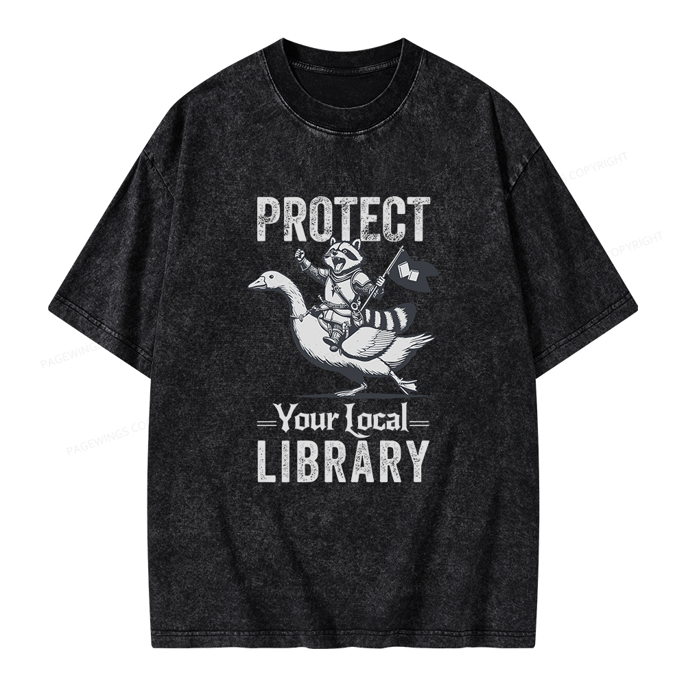 Pagewings Protect Your Local Library Unisex Washed T-shirt