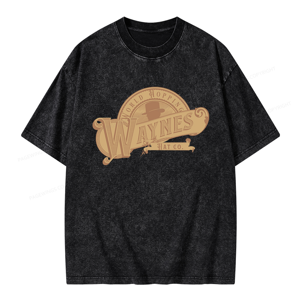 Pagewings World Hopping Waynes Hat Co Unisex Washed T-shirt