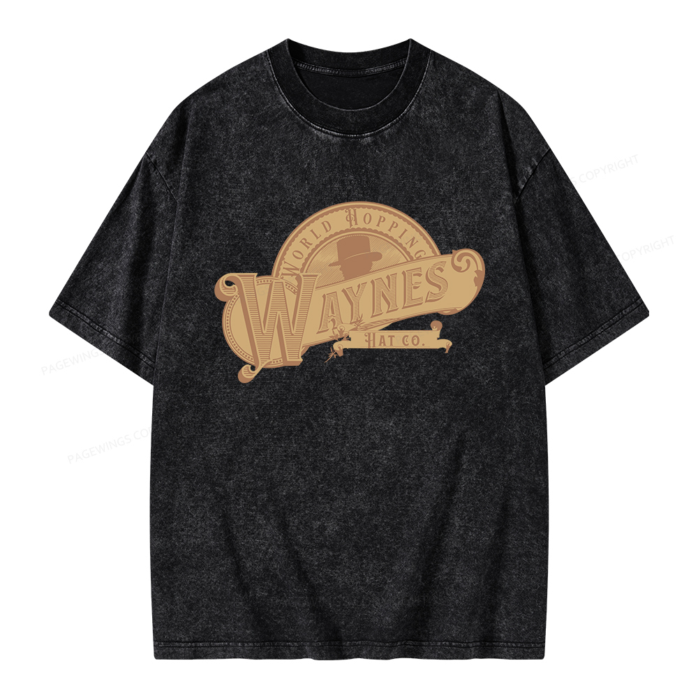 Pagewings World Hopping Waynes Hat Co Unisex Washed T-shirt