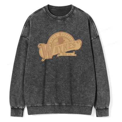 Pagewings World Hopping Waynes Hat Co Unisex Washed Sweatshirt