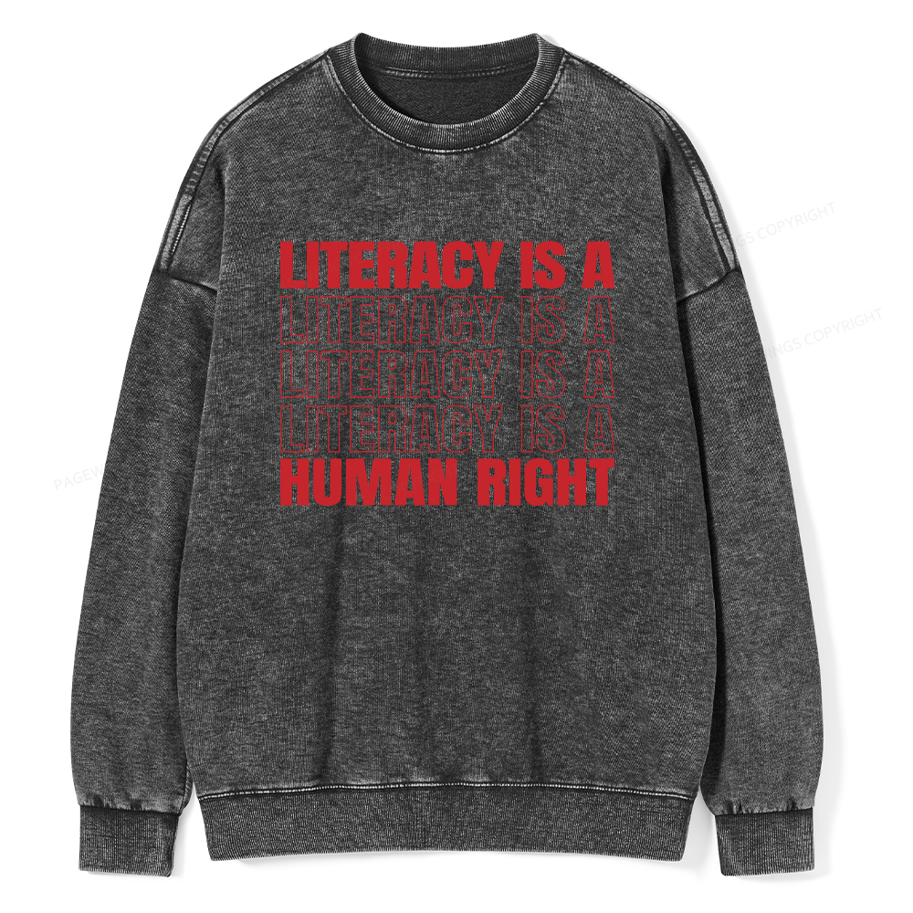 Pagewings Literacy Is A Human Right Unisex Washed Sweatshirt