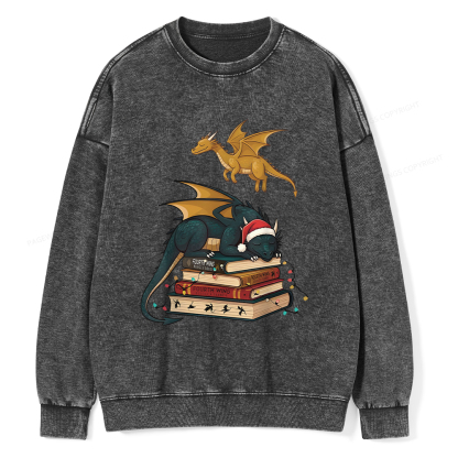 Pagewings Fourth Wing Dragons Christmas Unisex Washed Sweatshirt