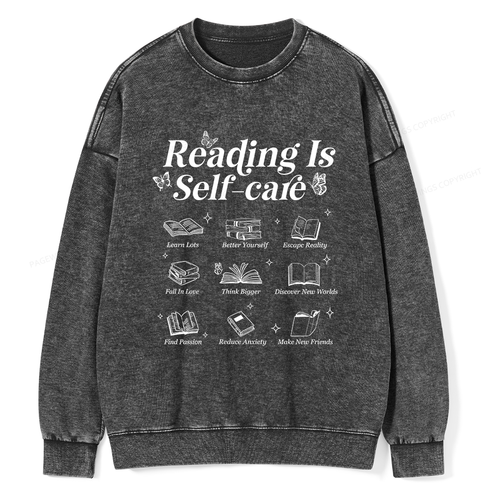 Pagewings Reading Is Self Care Unisex Washed Sweatshirt