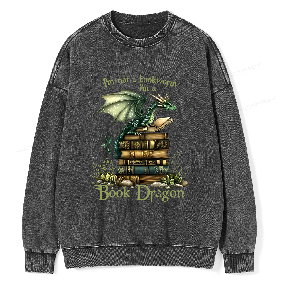 Pagewings Book Dragon Unisex Washed Sweatshirt