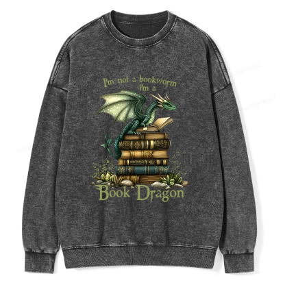 Pagewings Book Dragon Unisex Washed Sweatshirt