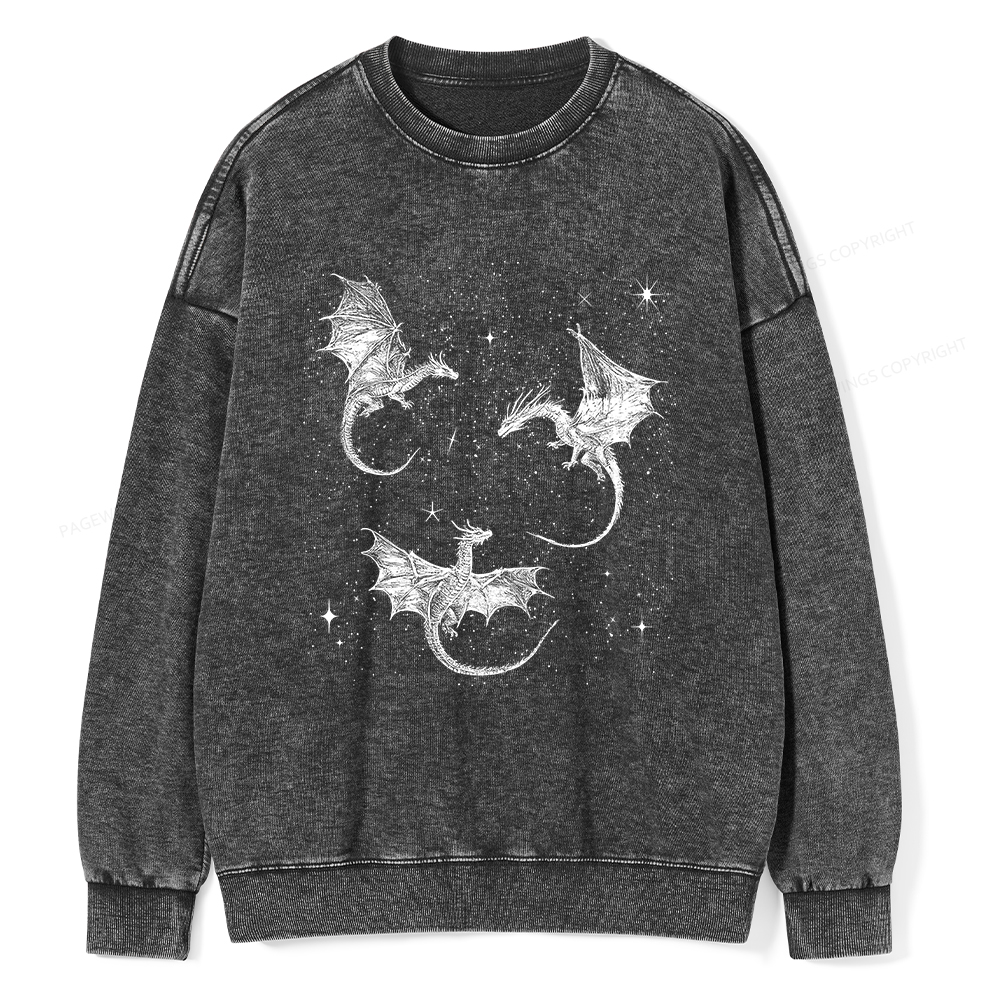Pagewings Dragon Fantasy Unisex Washed Sweatshirt