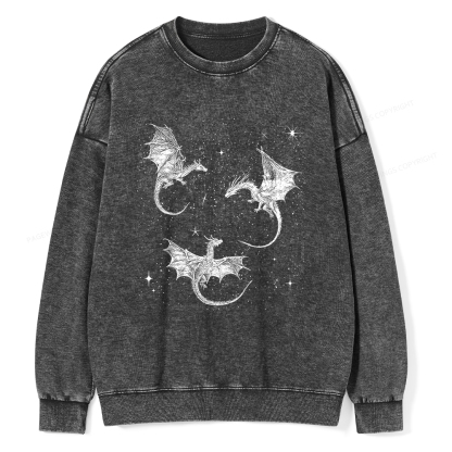 Pagewings Dragon Fantasy Unisex Washed Sweatshirt