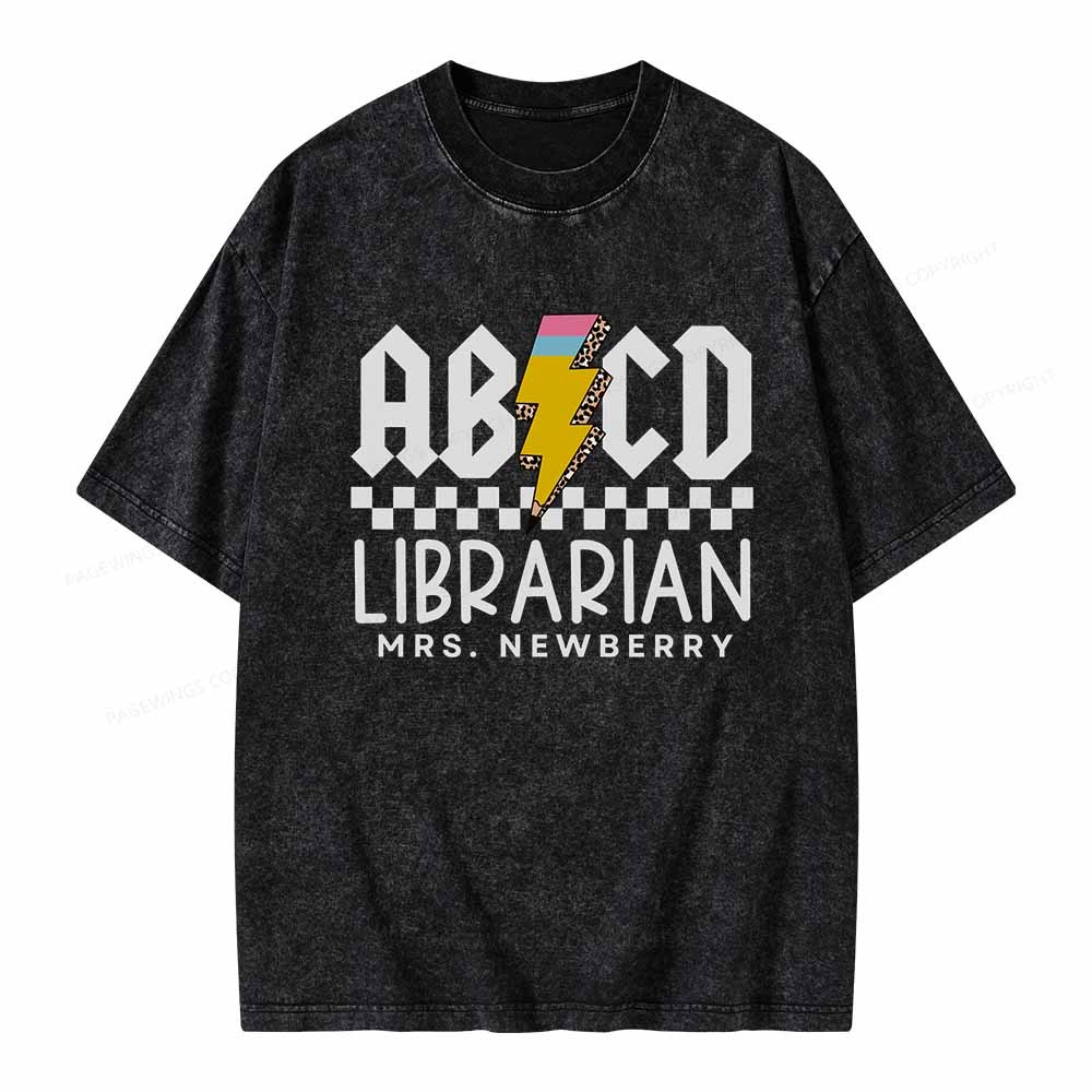 Pagewings Personalized Librarian Shirt TShirts Gift for School Library Sciences Unisex Washed T-shirt