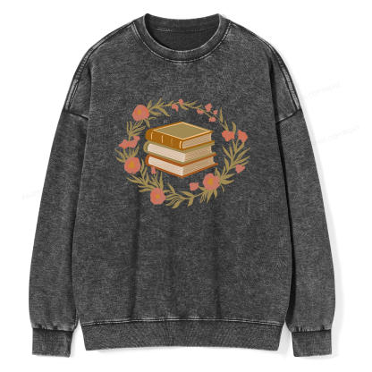 Pagewings Floral Book Lover Unisex Washed Sweatshirt