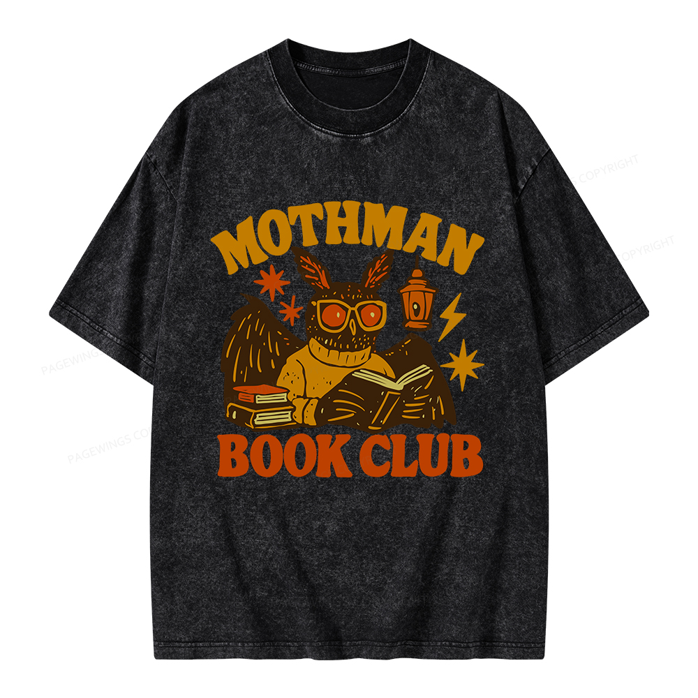 Pagewings Mothman Book Club Unisex Washed T-shirt