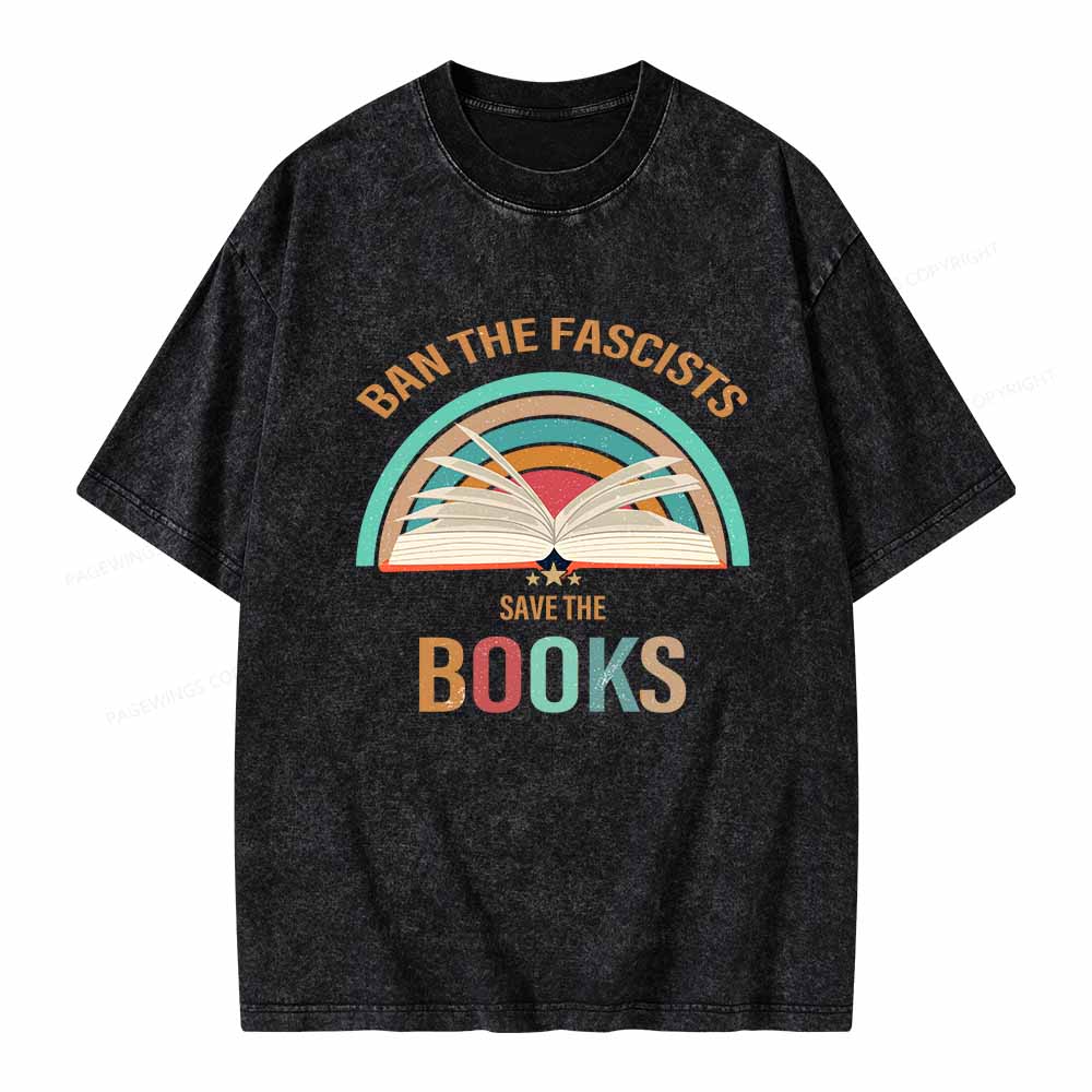 Pagewings Ban The Fascists Save The Books Unisex Washed T-shirt