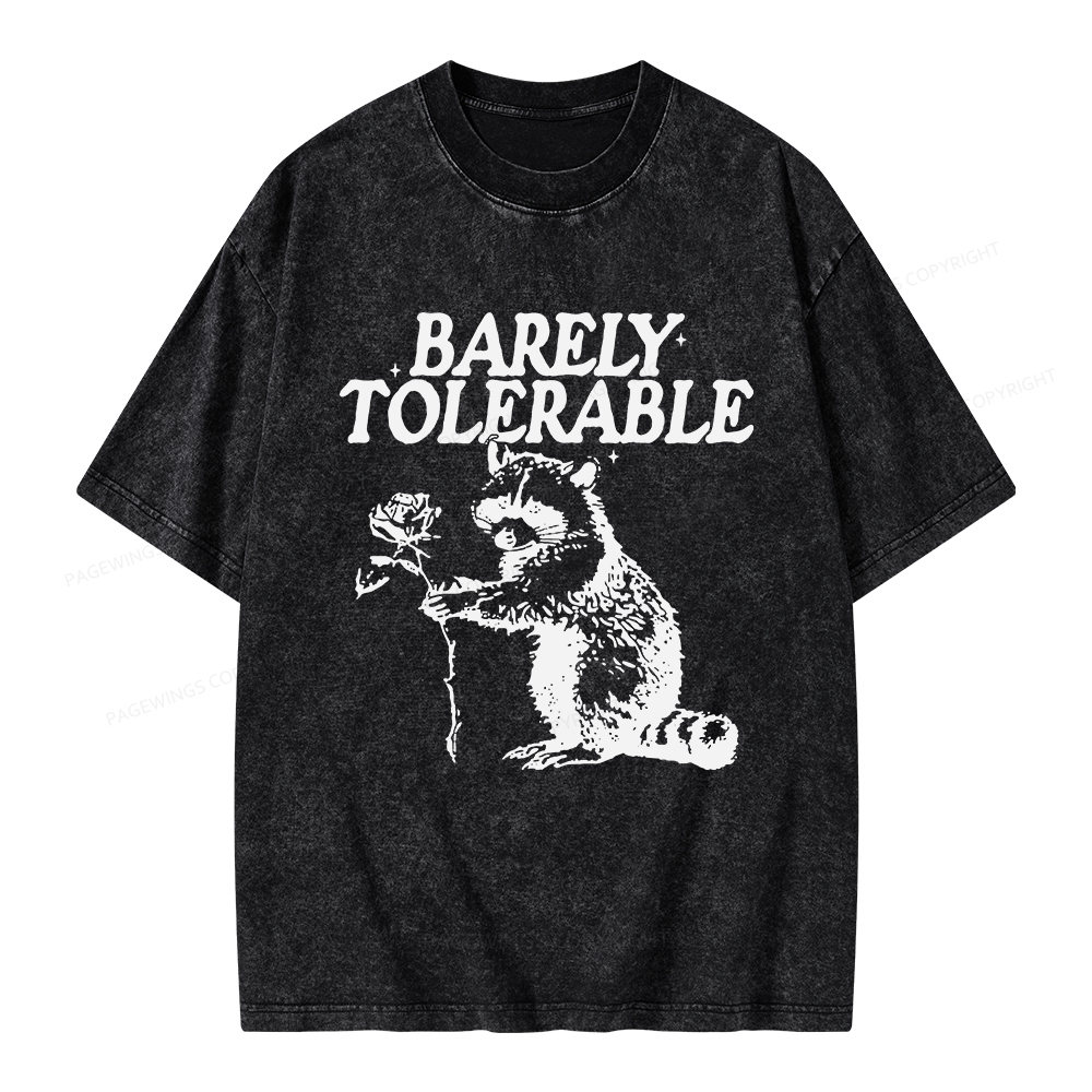 Pagewings Raccoon Barely Tolerable Unisex Washed T-shirt