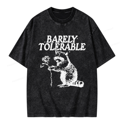 Pagewings Raccoon Barely Tolerable Unisex Washed T-shirt