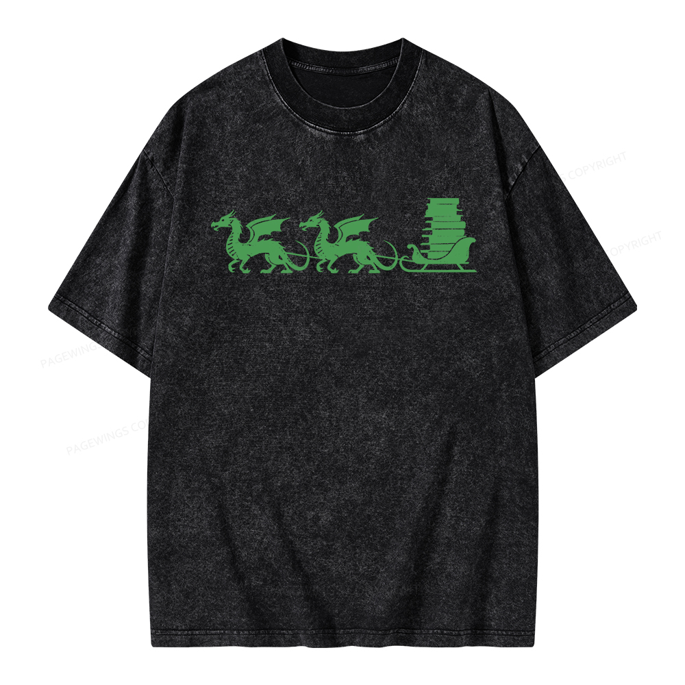 Pagewings Dragon Christmas Unisex Washed T-shirt