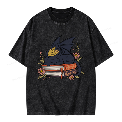 Pagewings Dragon Book Unisex Washed T-shirt