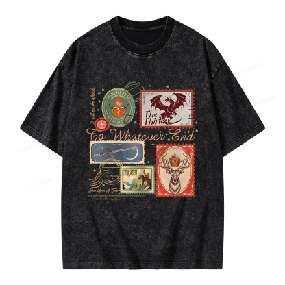 Pagewings Book Lover Stamps Unisex Washed T-shirt