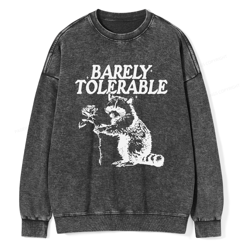 Pagewings Raccoon Barely Tolerable Unisex Washed Sweatshirt