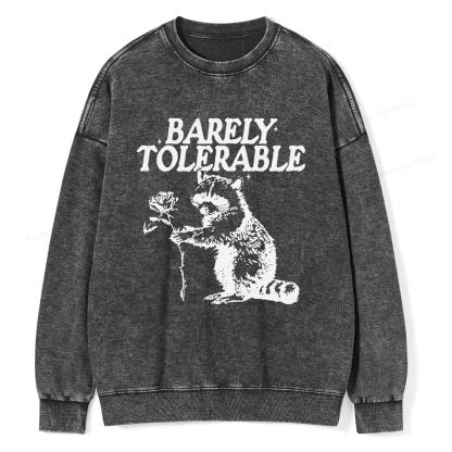 Pagewings Raccoon Barely Tolerable Unisex Washed Sweatshirt