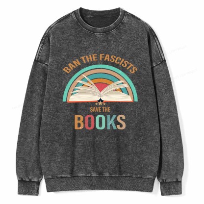 Pagewings Ban The Fascists Save The Books Unisex Washed Sweatshirt