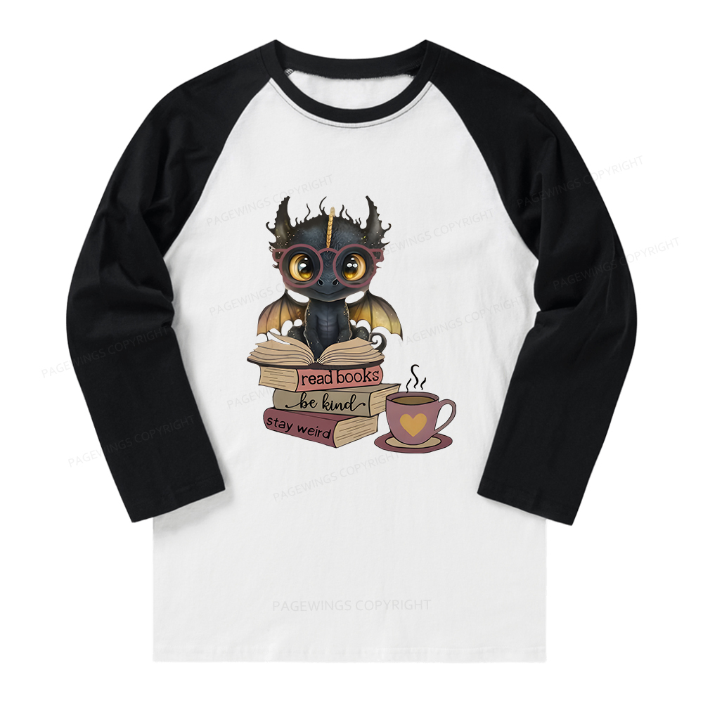 Pagewings Fantasy Reading Dargon Long Sleeve Raglan T-shirt