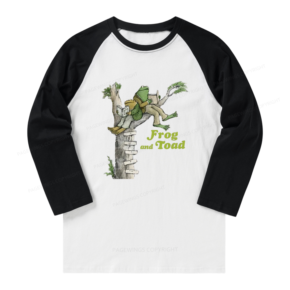 Pagewings The Growing Frog Old Book Long Sleeve Raglan T-shirt
