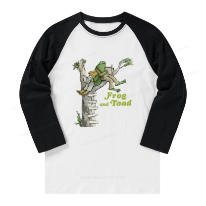 Pagewings The Growing Frog Old Book Long Sleeve Raglan T-shirt