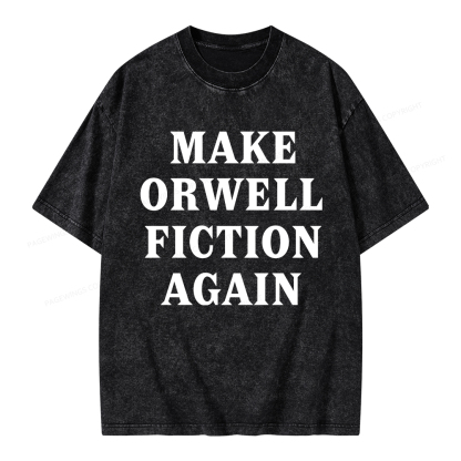 Pagewings Make Orwell Fiction Again Unisex Washed T-shirt