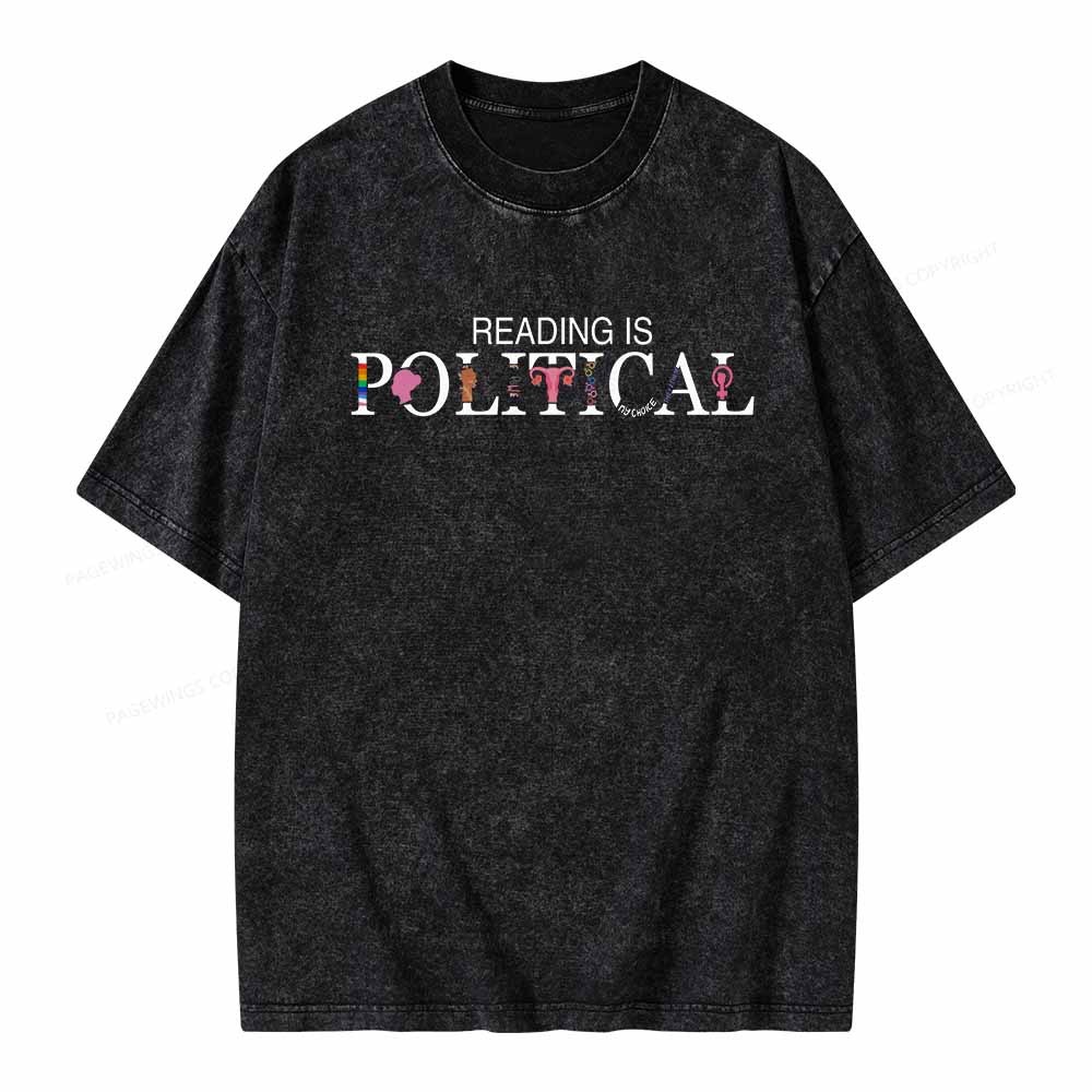 Pagewings Reading is Political Comfort Colors Fantasy Unisex Washed T-