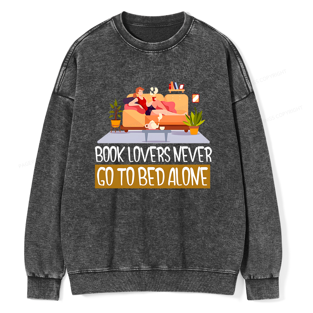 Pagewings Book Lovers Never Go To Bed Unisex Washed Sweatshirt