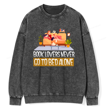 Pagewings Book Lovers Never Go To Bed Unisex Washed Sweatshirt