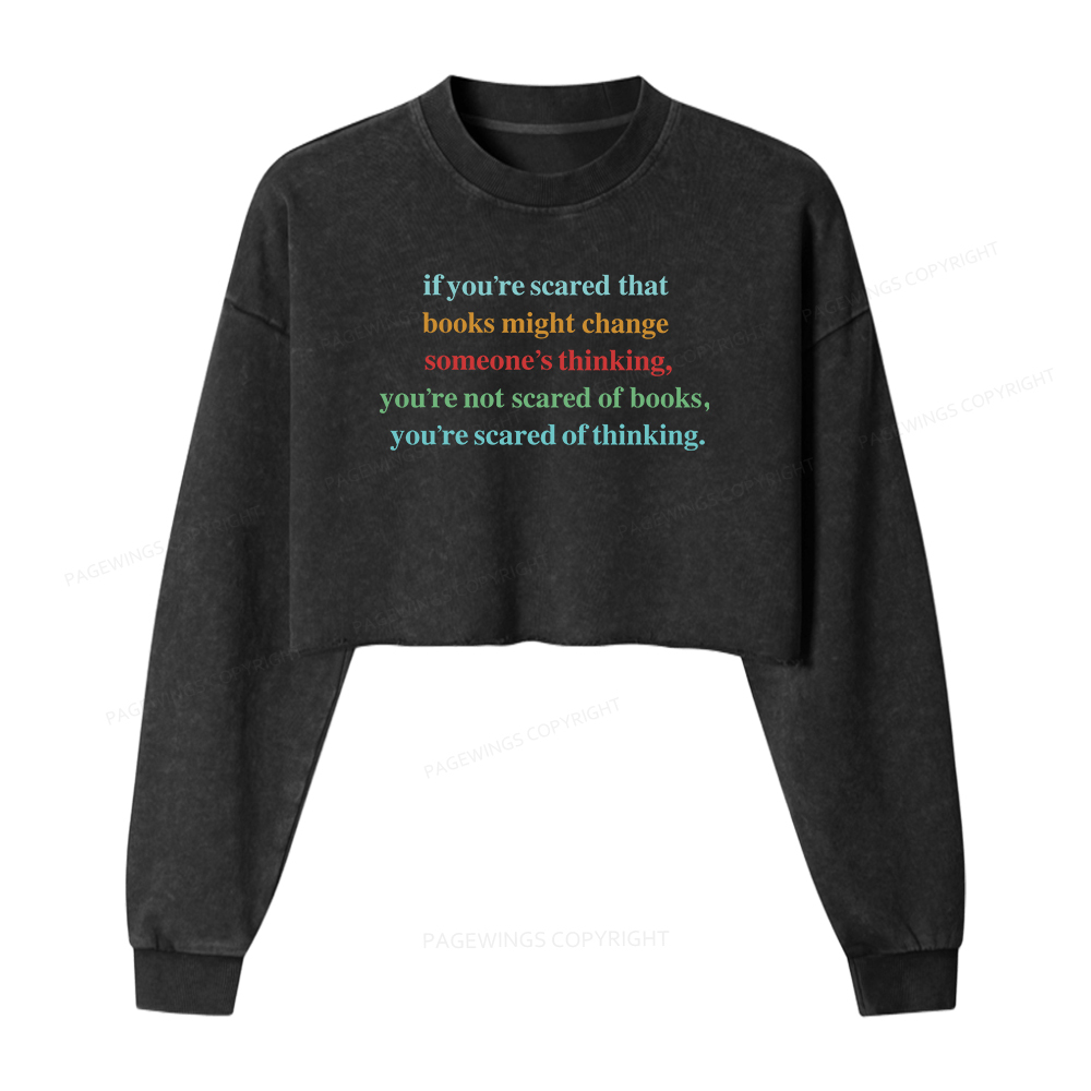 Pagewings Censorship Social Justice Women Washed Crop Sweatshirt