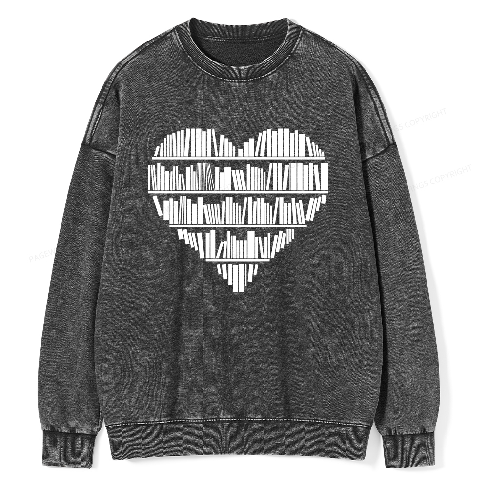 Pagewings Book Lover Valentine's Day Unisex Washed Sweatshirt