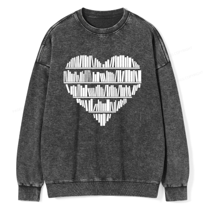 Pagewings Book Lover Valentine's Day Unisex Washed Sweatshirt