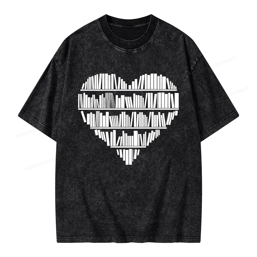 Pagewings Book Lover Valentine's Day Unisex Washed T-shirt