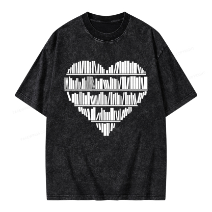 Pagewings Book Lover Valentine's Day Unisex Washed T-shirt