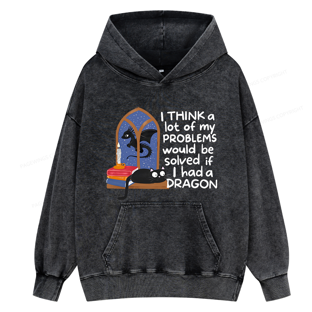Pagewings If I Had A BookDragon Unisex Washed Hoodie
