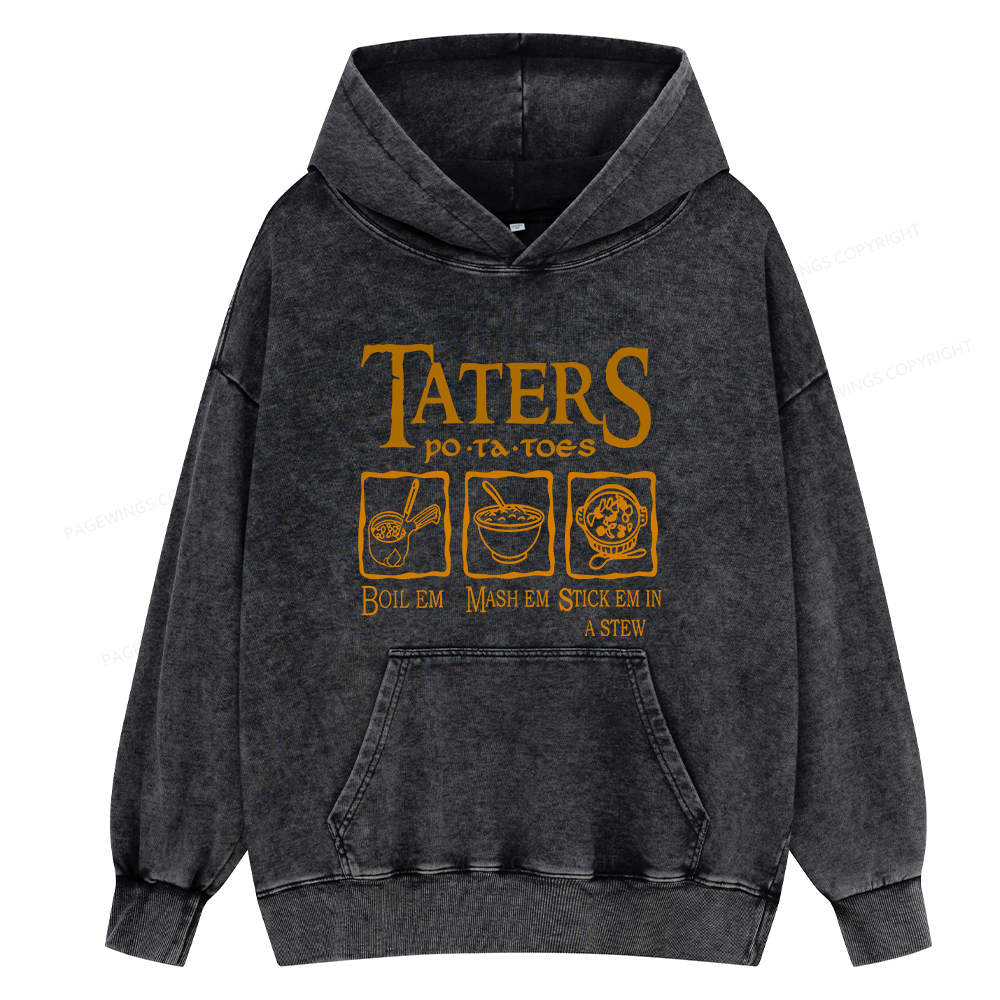 Pagewings Taters PoTaToes Unisex Washed Hoodie