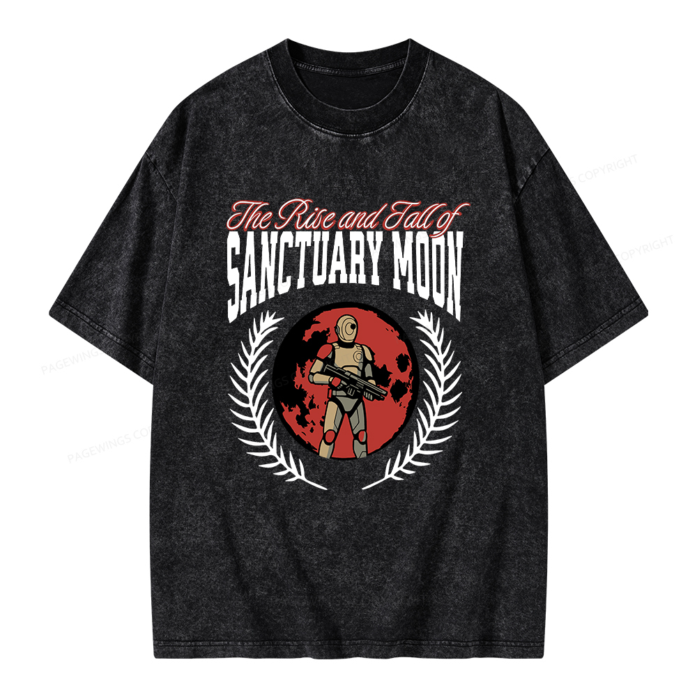 Pagewings The Rise and Fall of Sanctuary Moon Unisex Washed T-shirt