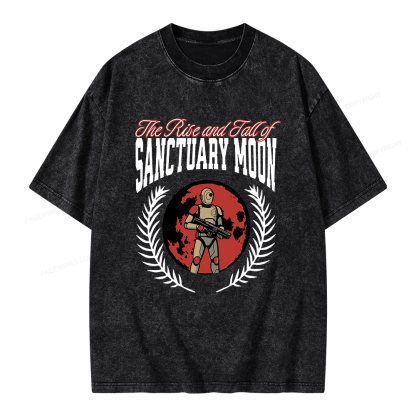Pagewings The Rise and Fall of Sanctuary Moon Unisex Washed T-shirt