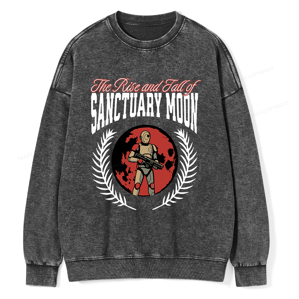Pagewings The Rise and Fall of Sanctuary Moon Unisex Washed Sweatshirt