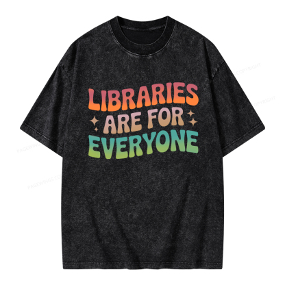 Pagewings Libraries Are For Everyone Unisex Washed T-shirt
