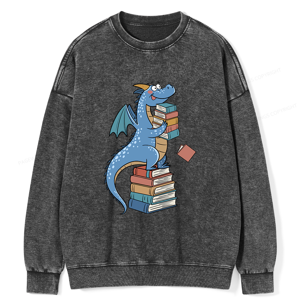Pagewings Book Dinosaurs Unisex Washed Sweatshirt
