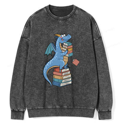 Pagewings Book Dinosaurs Unisex Washed Sweatshirt