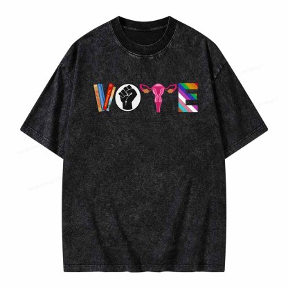 Pagewings VOTE Banned Books T-Shirt Unisex Washed T-shirt
