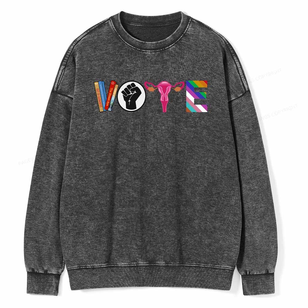 Pagewings VOTE Banned Books T-Shirt Unisex Washed Sweatshirt