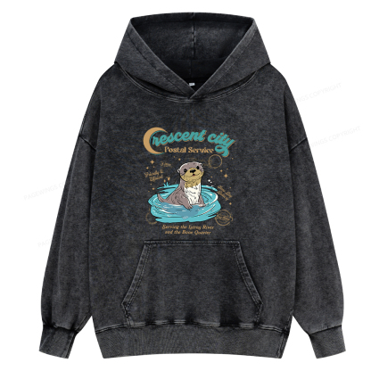 Pagewings Crescent City Postal Service Unisex Washed Hoodie
