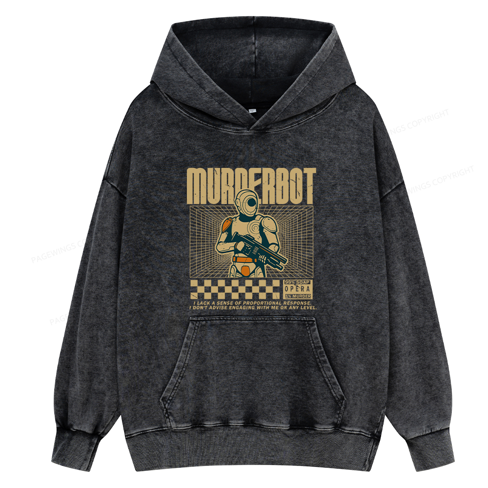 Pagewings Sci-Fiction Robot Hobby Unisex Washed Hoodie