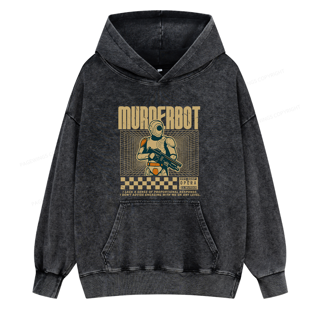 Pagewings Sci-Fiction Robot Hobby Unisex Washed Hoodie